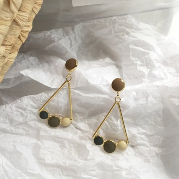 Enamel Triangle Drop Earrings - Picture 2 of 5